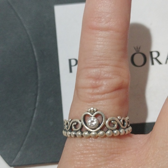 Pandora Sterling Silver My Princess Tiara Crown Ring, 190880cz, Size 56 or 7.5 - Picture 5 of 7